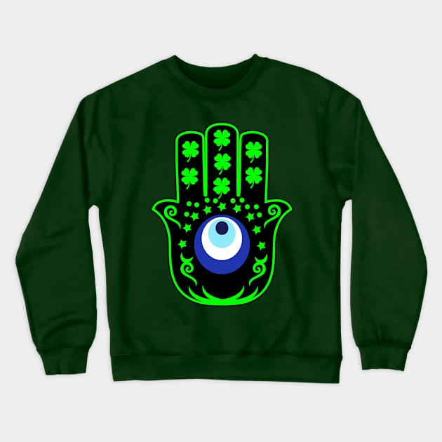 St Patricks day Hand of hamsa Crewneck Sweatshirt by livania